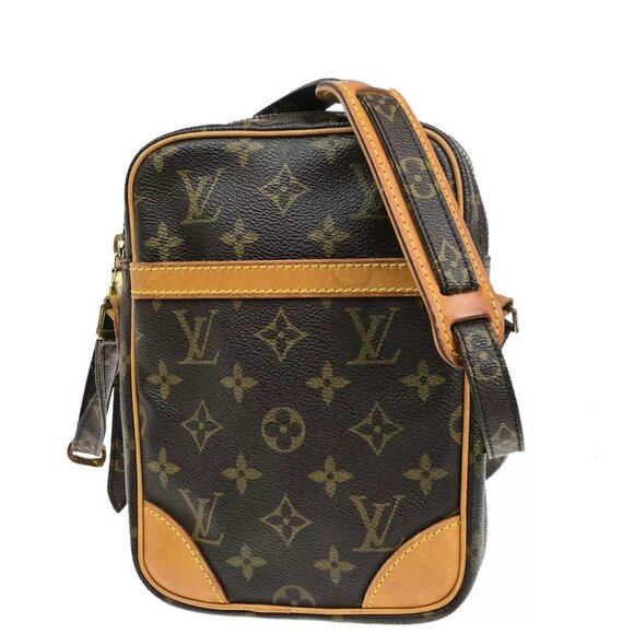 LOUIS VUITTON Danube Shoulder Bag Monogram Leather Brown France M45266 32YF183 - Picture 1 of 13